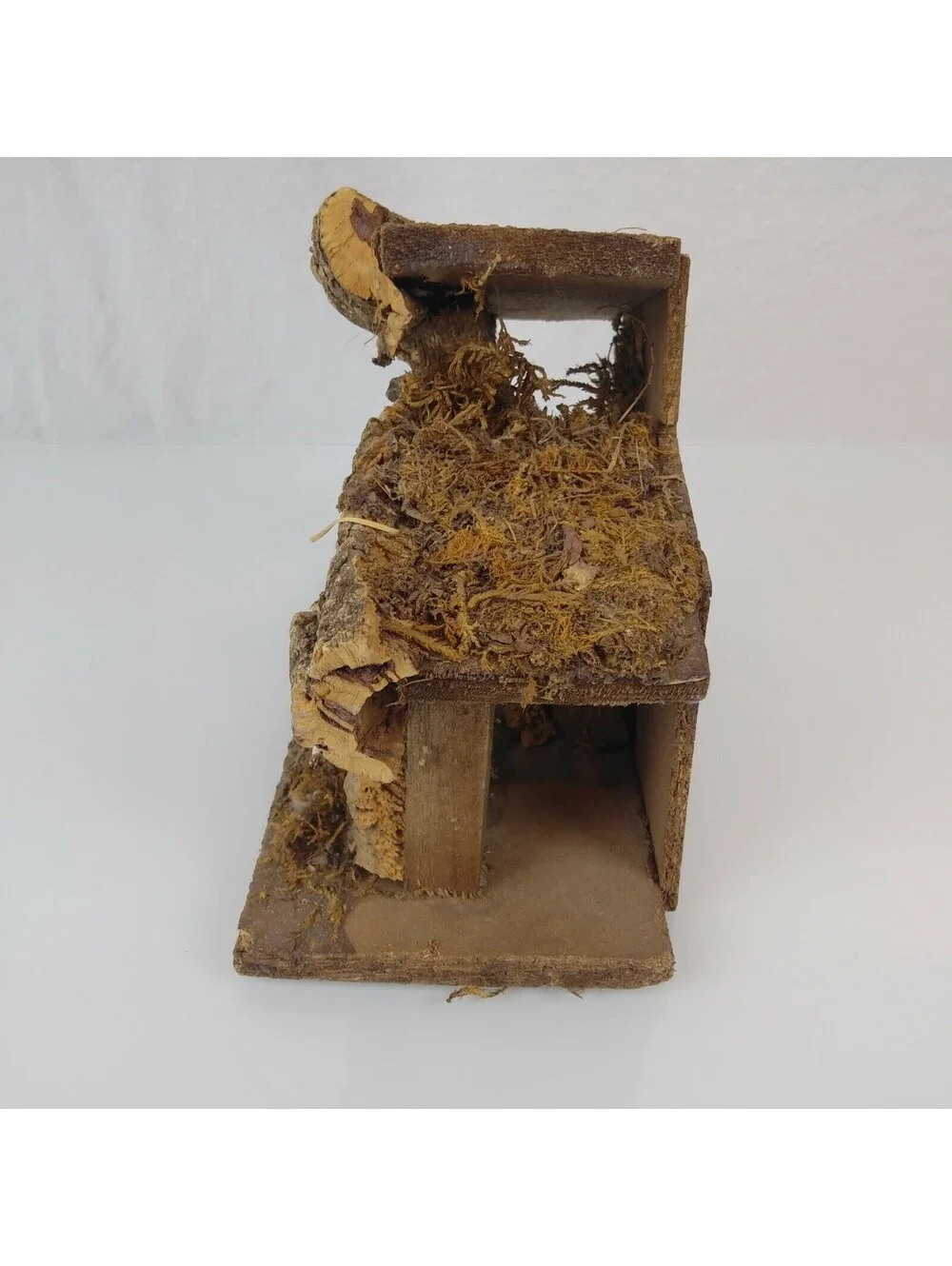 Vintage Nativity Creche Holy Family Scene Wood Wooden with Plastic Figures Italy